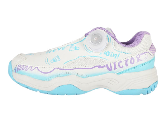 Victor A170II Junior Badminton Shoes [Ivory White/Bonnie Blue]