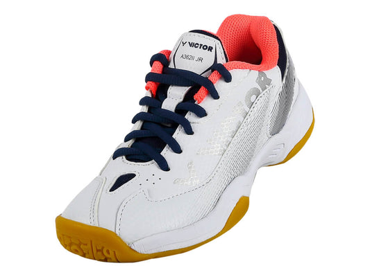 Victor A362II Junior Badminton Shoes [Pearly White/Blueprint]