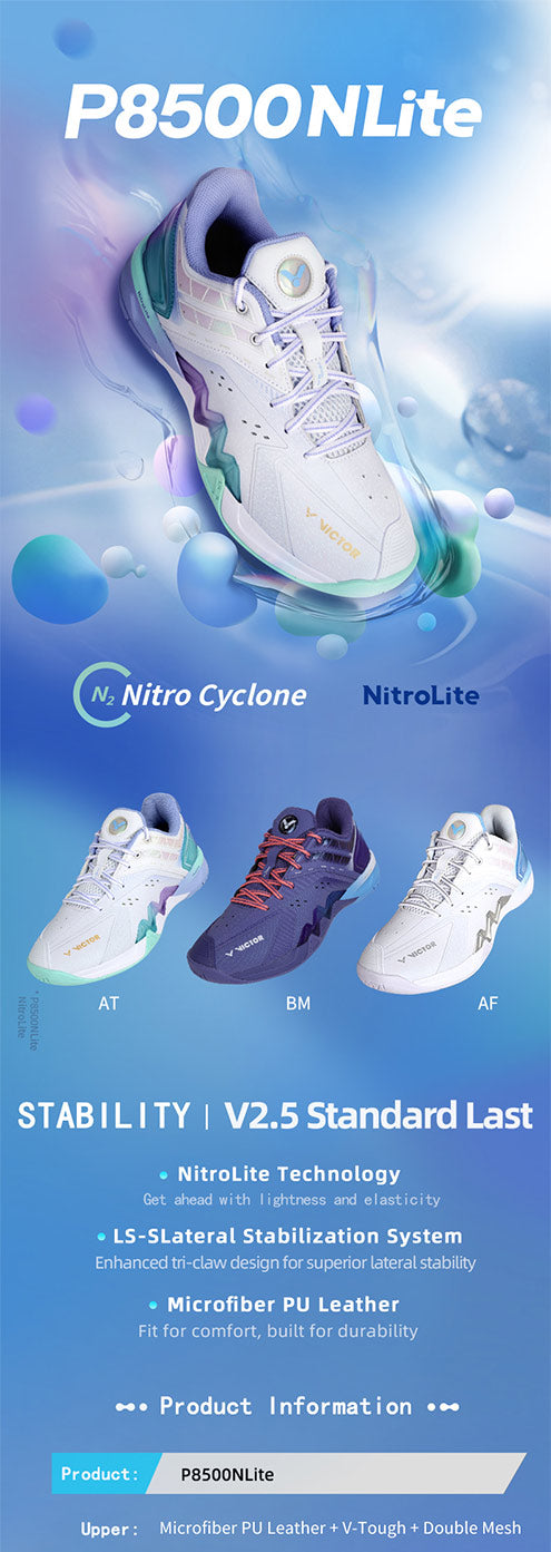 Victor P8500 NitroLite Badminton Shoes [Brilliant White/Blue Violet]