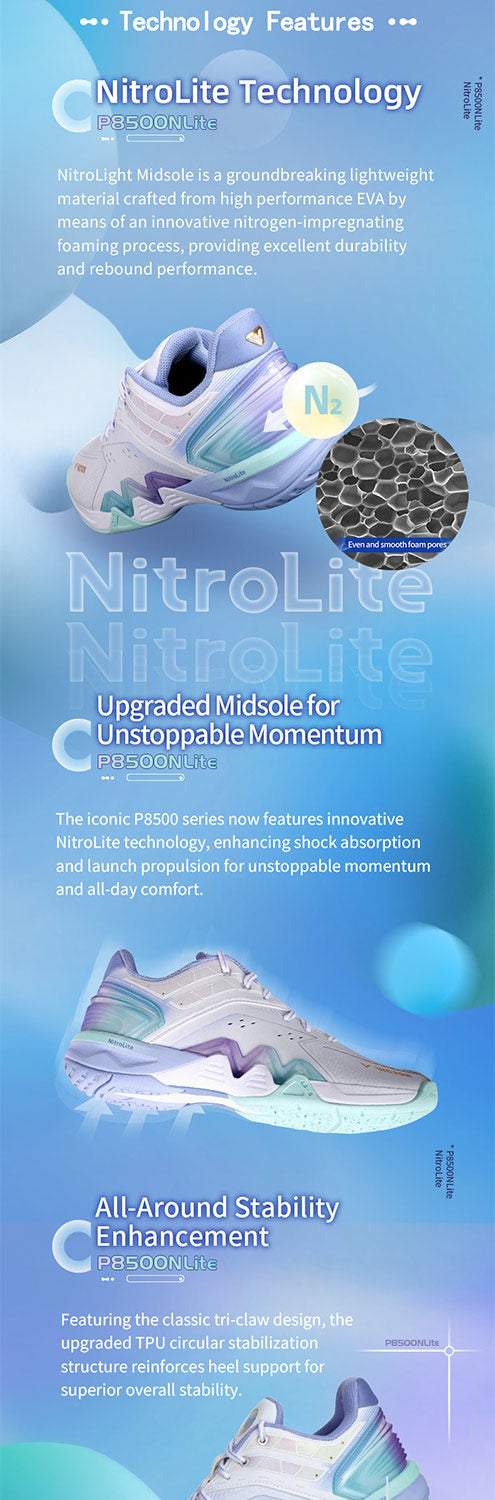 Victor P8500 NitroLite Badminton Shoes [Brilliant White/Blue Violet]