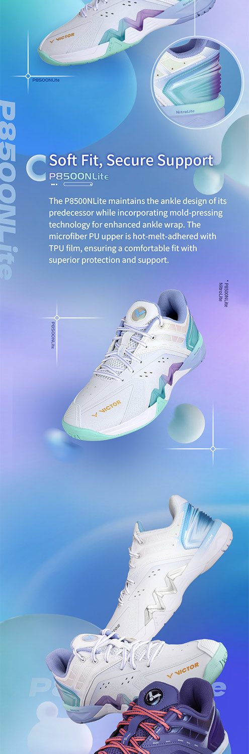 Victor P8500 NitroLite Badminton Shoes [Brilliant White/Blue Violet]